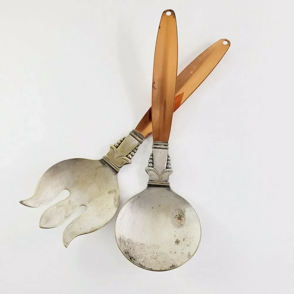 Coppercraft Guild Salad Server Spoon Fork Kitchen Utensil Mid Century Danish